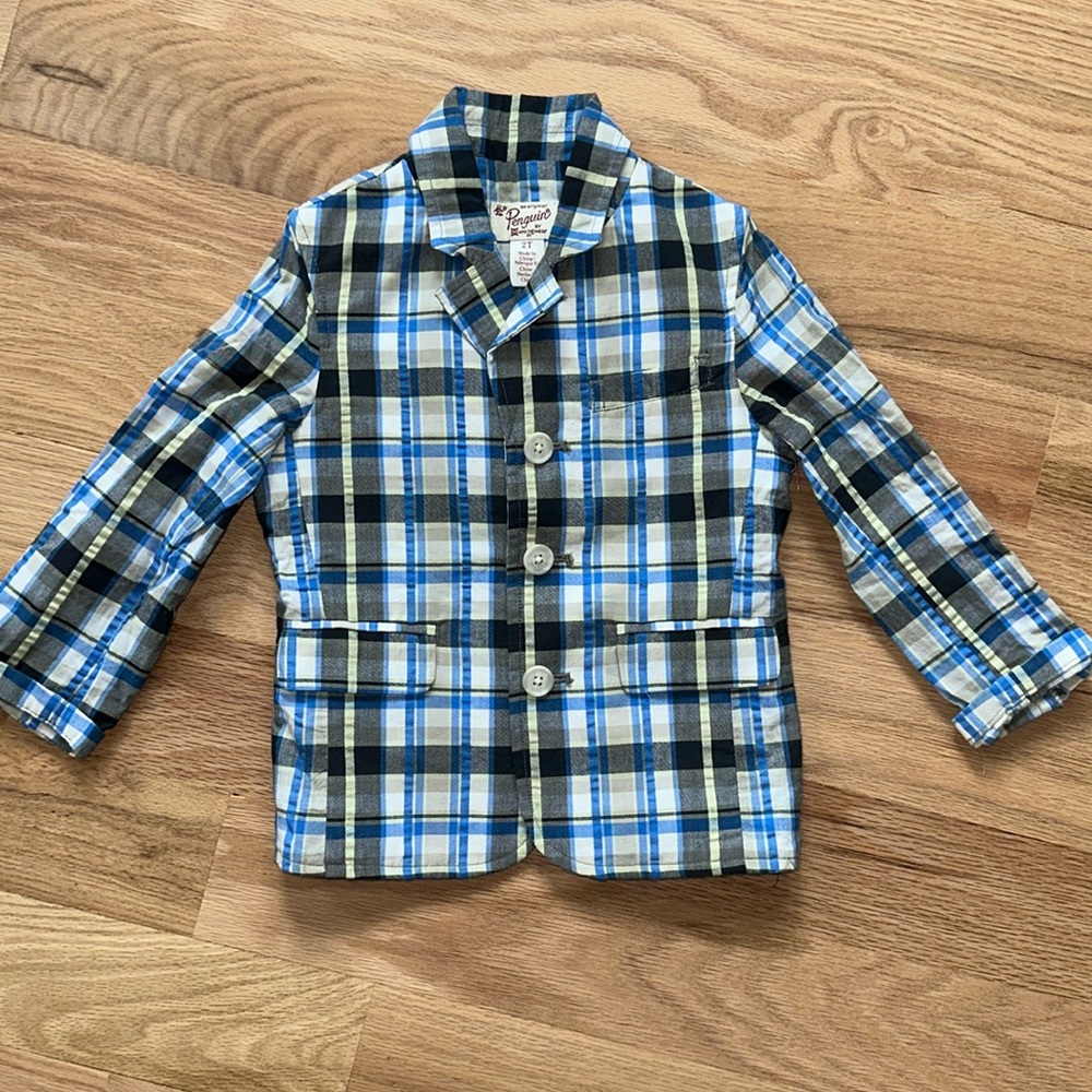 An Original Penguin by Munsingwear blue multicolor plaid blazer boys size 2T